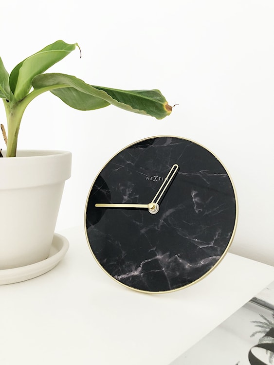 Zegar stojący Marble 20 cm czarno-złoty  - zdjęcie 3