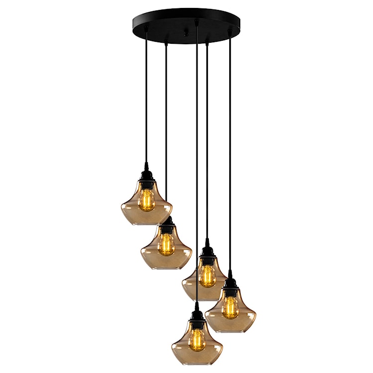 Lampa sufitowa Cheeny x5 dzwon na okrągłej podsufitce czarna  - zdjęcie 4