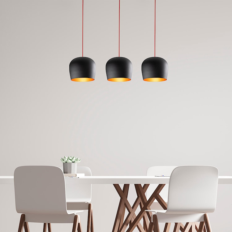 Lampa wisząca Pavitaries x3 czarna/ czerwone kable  - zdjęcie 3