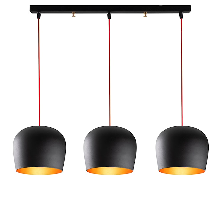 Lampa wisząca Pavitaries x3 czarna/ czerwone kable  - zdjęcie 4