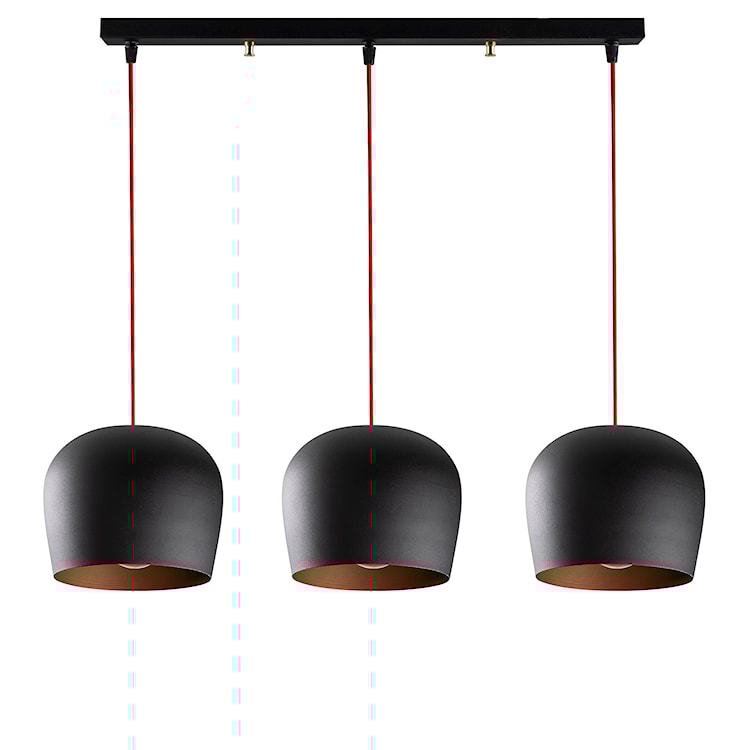 Lampa wisząca Pavitaries x3 czarna/ czerwone kable 