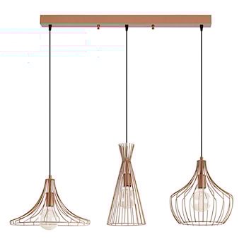 Lampa wisząca Tojil x3 na prostokątnej podsufitce miedziana