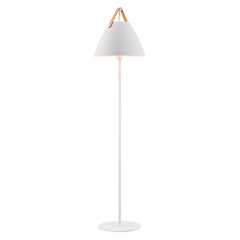 Lampa podłogowa Strap 153,7 cm biała ze skórzanym paskiem