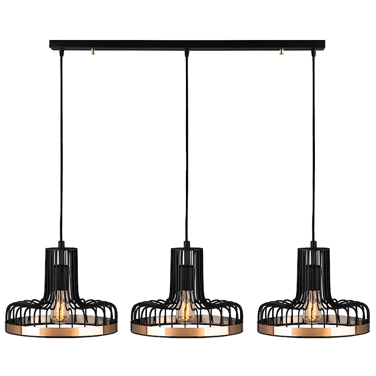 Lampa wisząca Vantrows x3 czarno-złota 