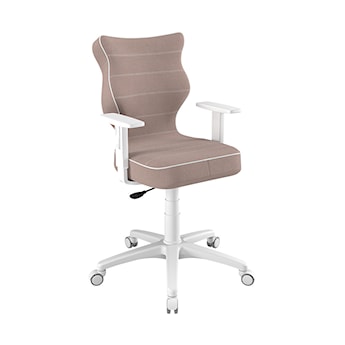 Krzesło biurowe Duo brązowe w tkaninie trudnopalnej na białej podstawie