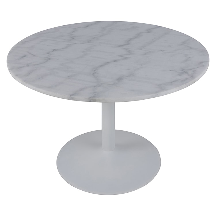 Stół okrągły Fliese średnica 110 cm biały marmur na białej podstawie  - zdjęcie 5