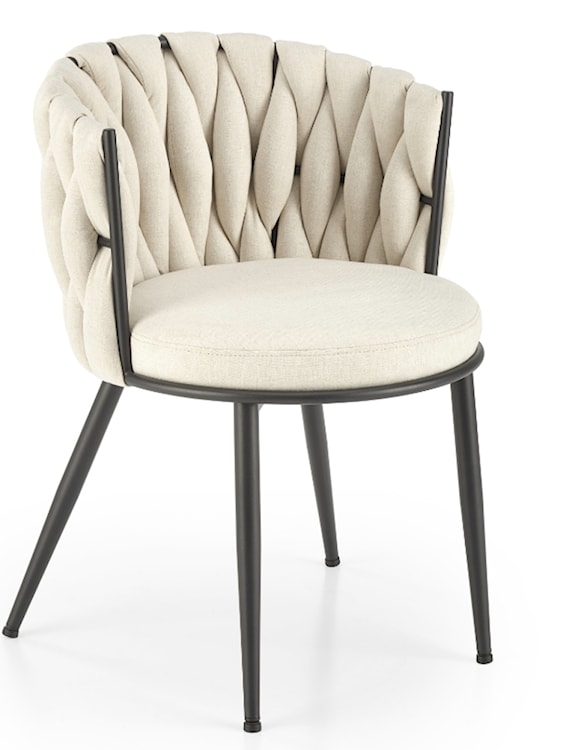 Krzesło tapicerowane Manvers beżowe na czarnej podstawie