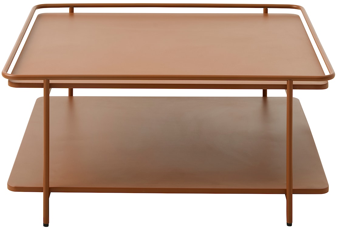 Stolik kawowy Yuba 75x75 cm z półką brązowy  - zdjęcie 2