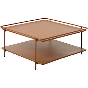 Stolik kawowy Yuba 75x75 cm z półką brązowy