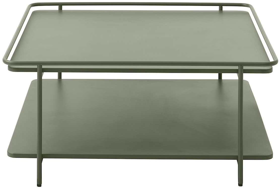 Stolik kawowy Yuba 75x75 cm z półką oliwkowy  - zdjęcie 2