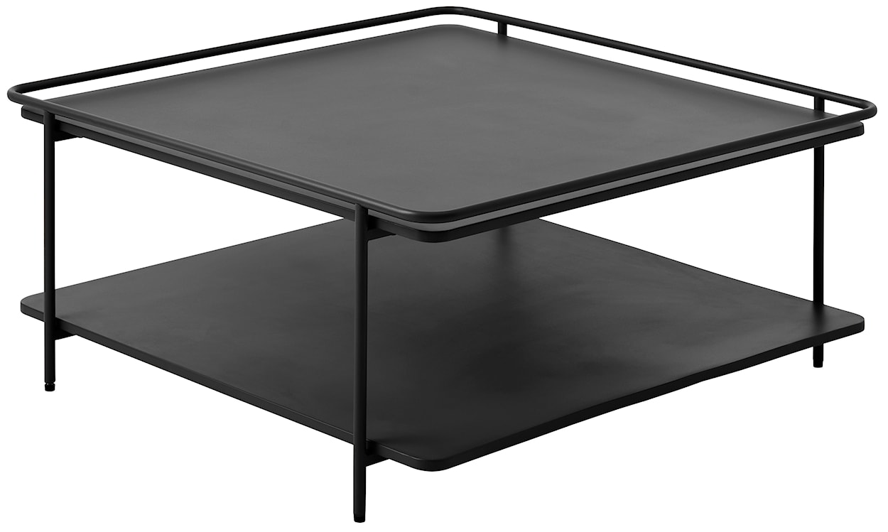 Stolik kawowy Yuba 75x75 cm z półką czarny 