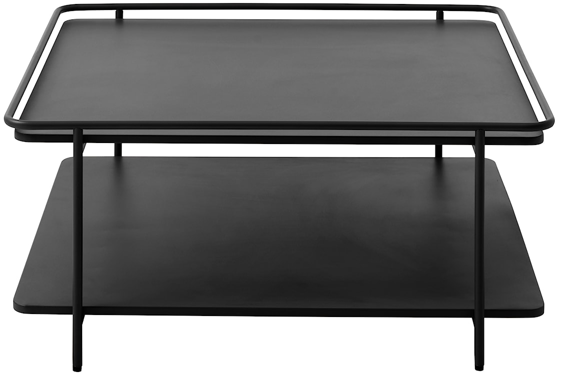 Stolik kawowy Yuba 75x75 cm z półką czarny  - zdjęcie 2