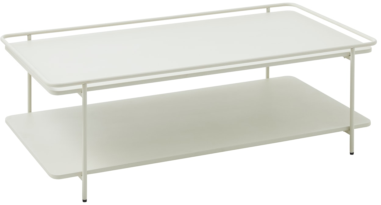 Stolik kawowy Yuba 55x110 cm z półką kremowy  - zdjęcie 2