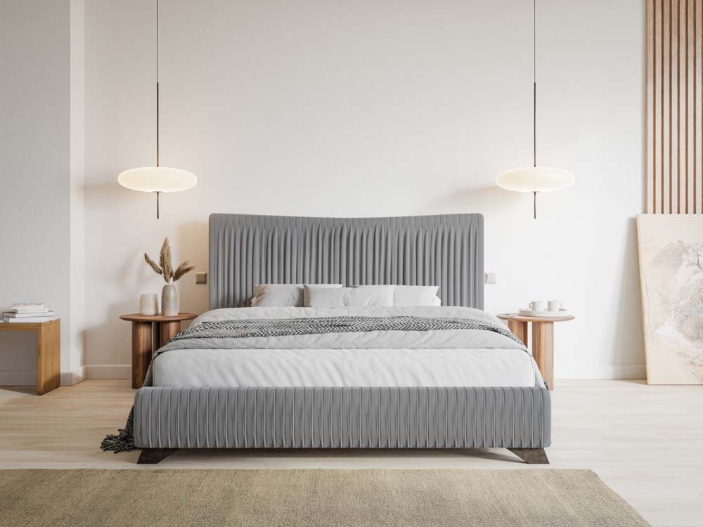 Łóżko tapicerowane Bratan 160x200 cm szare  - zdjęcie 3