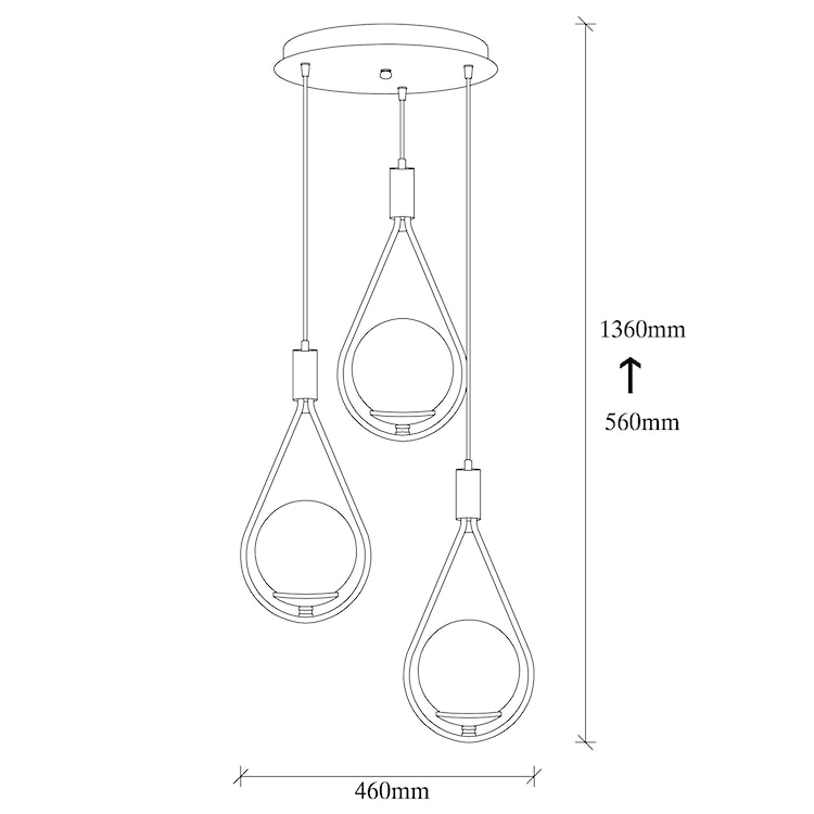 Lampa wisząca Tuiren x3 czarna  - zdjęcie 5