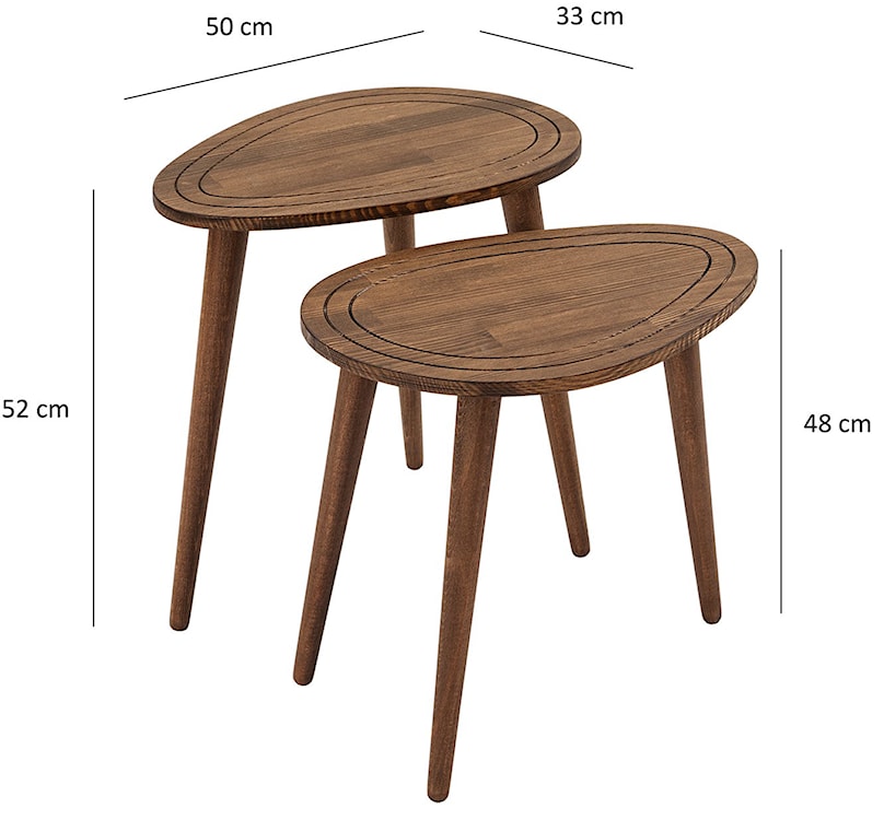 Zestaw dwóch stolików kawowych Semmize orzech  - zdjęcie 6