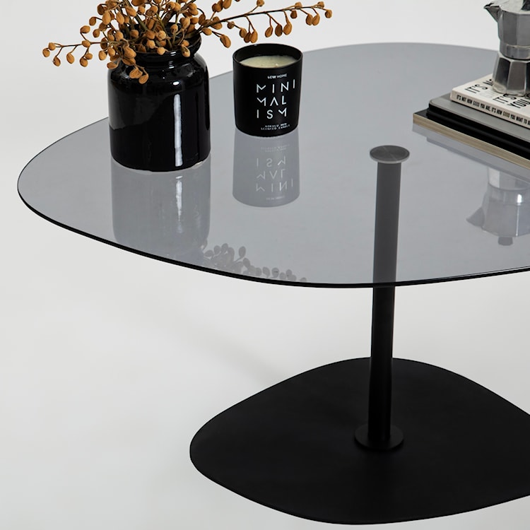 Stolik kawowy Pairrever 85x67 cm ciemnoszare szkło/ czarna podstawa  - zdjęcie 7