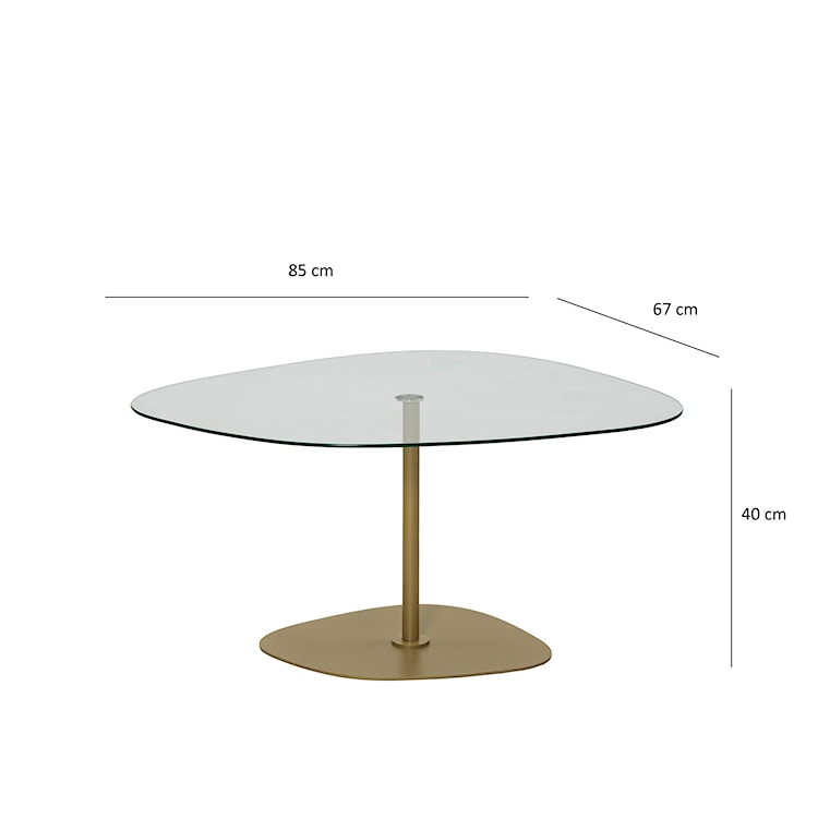 Stolik kawowy Pairrever 85x67 cm  transparentne szkło/ złota podstawa  - zdjęcie 10