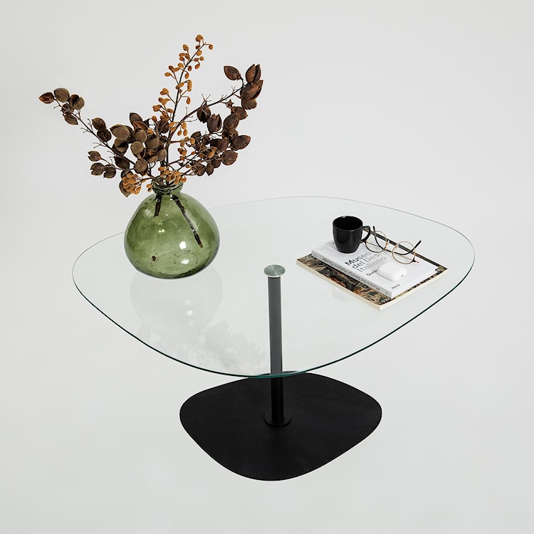 Stolik kawowy Pairrever 85x67 cm transparentne szkło/ czarna podstawa  - zdjęcie 8