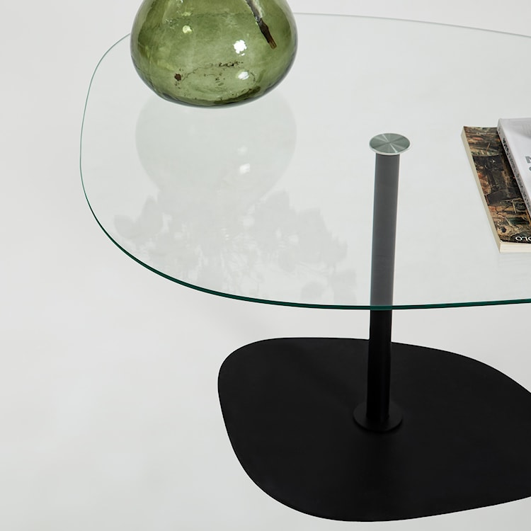 Stolik kawowy Pairrever 85x67 cm transparentne szkło/ czarna podstawa  - zdjęcie 9