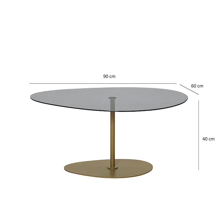 Stolik kawowy Pairrever 90x60 cm ciemnoszare szkło/ złota podstawa  - zdjęcie 9