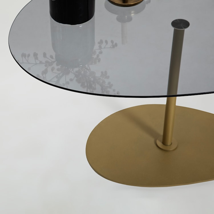 Stolik kawowy Pairrever 90x60 cm ciemnoszare szkło/ złota podstawa  - zdjęcie 8