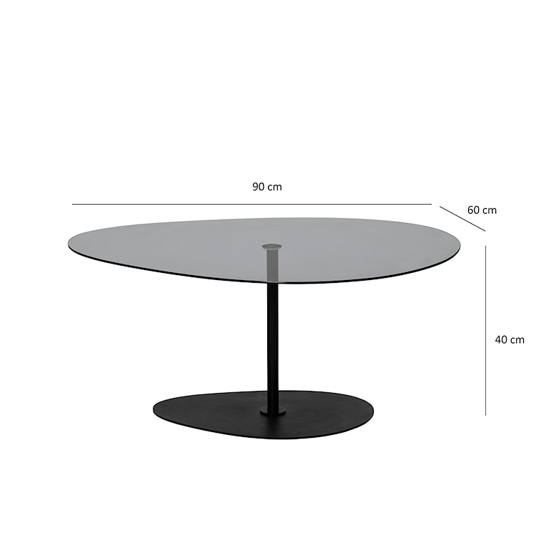 Stolik kawowy Pairrever 90x60 cm ciemnoszare szkło/ czarna podstawa  - zdjęcie 11