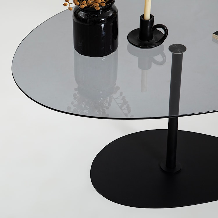 Stolik kawowy Pairrever 90x60 cm ciemnoszare szkło/ czarna podstawa  - zdjęcie 10