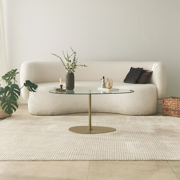 Stolik kawowy Pairrever 90x60 cm transparentne szkło/ złota podstawa  - zdjęcie 2