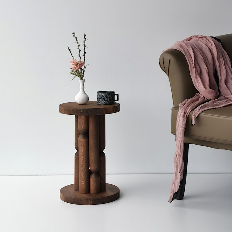 Stolik boczny Tisfem 27 cm drewno bukowe  - zdjęcie 5
