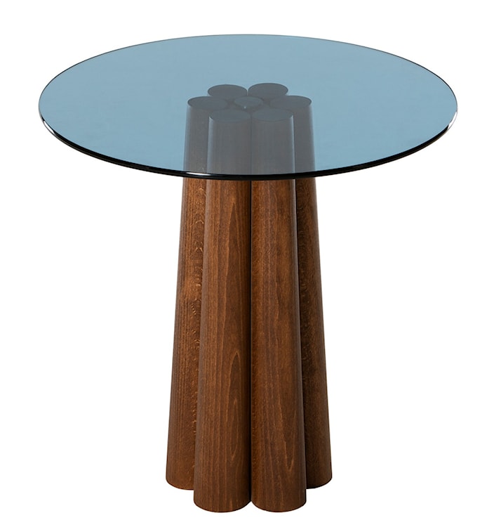 Stolik kawowy Nogrilles średnica 50 cm niebieskie szkło/ orzech włoski