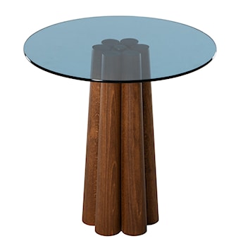 Stolik kawowy Nogrilles średnica 50 cm niebieskie szkło/ orzech włoski