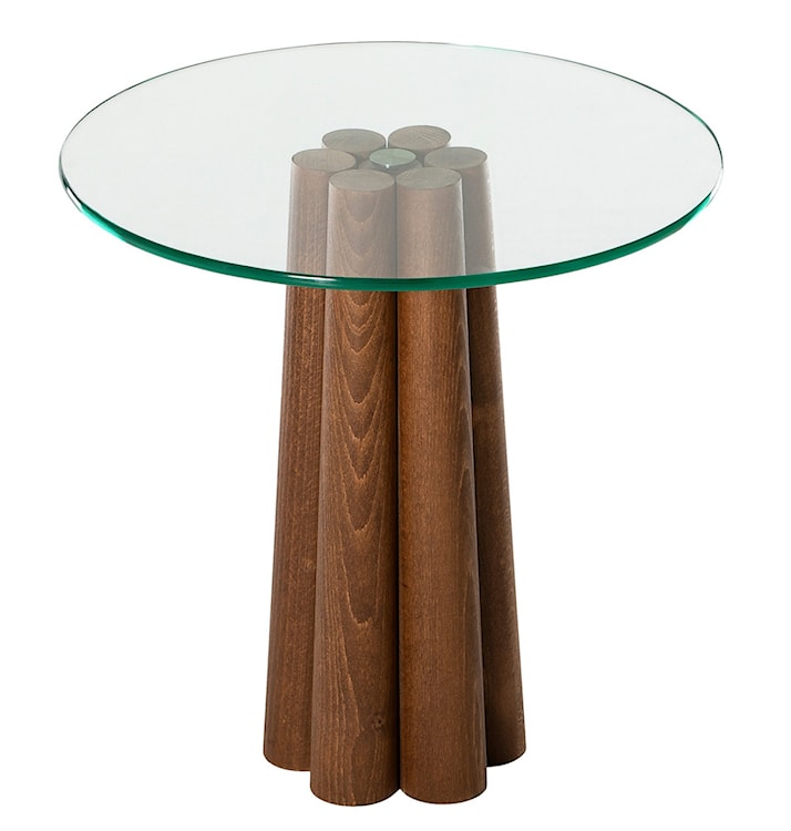 Stolik kawowy Nogrilles średnica 50 cm transparentne szkło/ orzech włoski