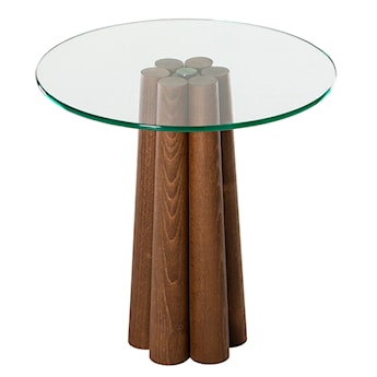 Stolik kawowy Nogrilles średnica 50 cm transparentne szkło/ orzech włoski