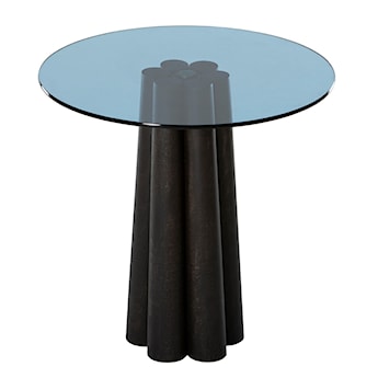 Stolik kawowy Nogrilles średnica 50 cm niebieskie szkło/ drewno bukowe