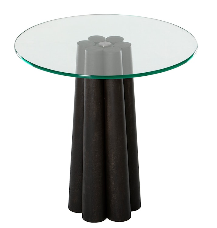 Stolik kawowy Nogrilles średnica 50 cm transparentne szkło/ drewno bukowe