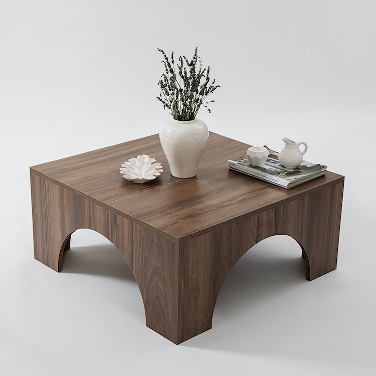 Stolik kawowy drewniany Spanally 80x80 cm orzech  - zdjęcie 4