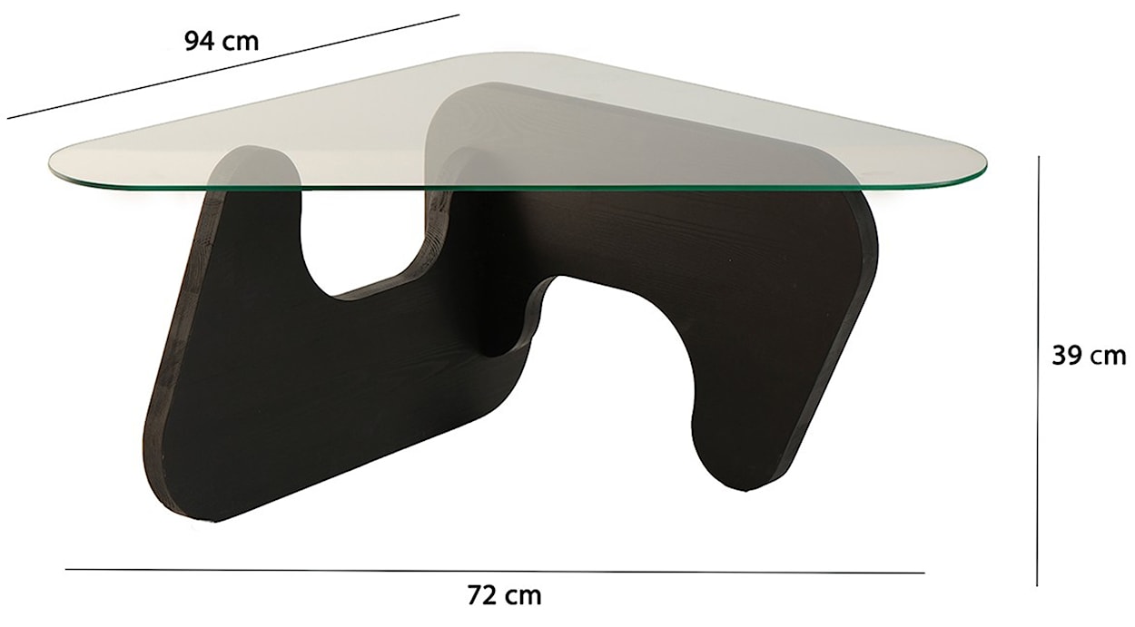 Stolik kawowy Pereness drewniana podstawa szklany blat czarny  - zdjęcie 6