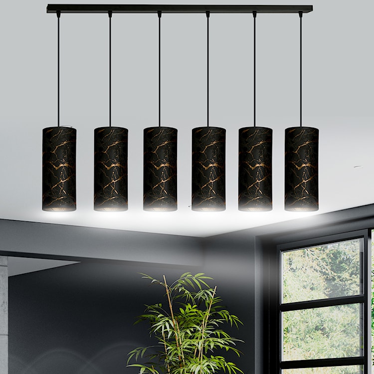 Lampa wisząca Karrla x6 95 cm czarny marmur  - zdjęcie 2