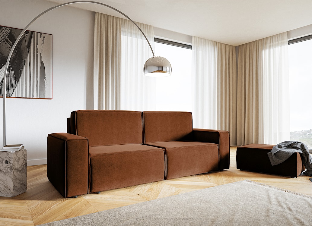 Pufa Copertino 65x90 cm miedziana welur hydrofobowy  - zdjęcie 2