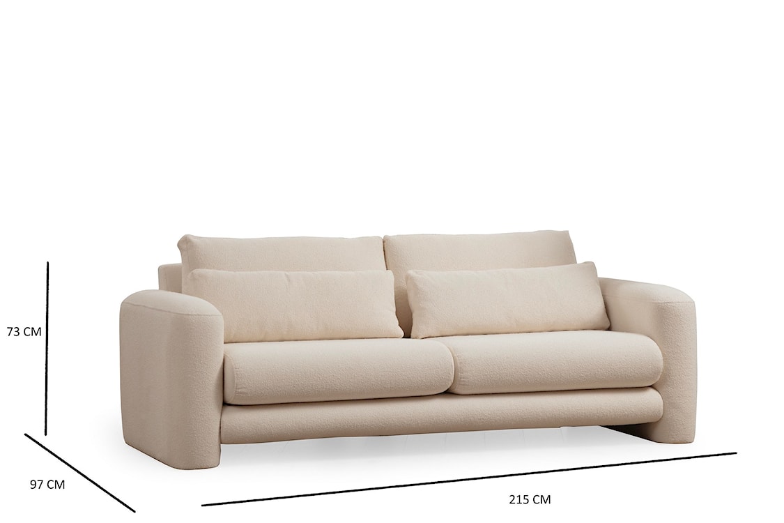 Sofa trzyosobowa Bellines tkanina boucle kremowa  - zdjęcie 7