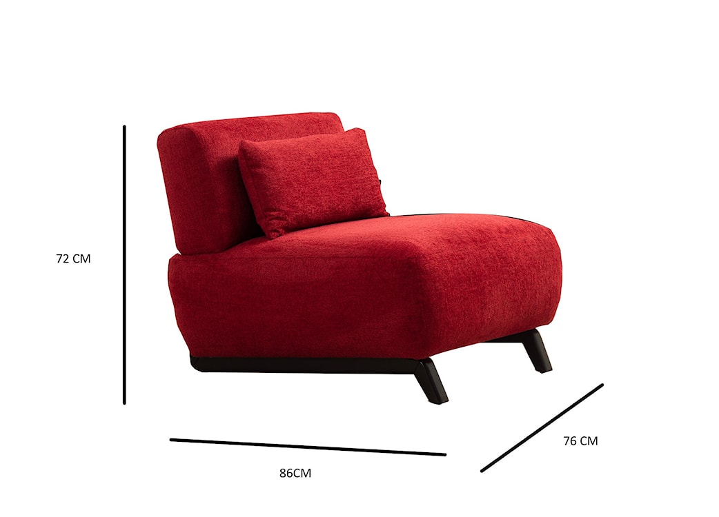 Fotel wypoczynkowy Frailieva z poduszką czerwony  - zdjęcie 5