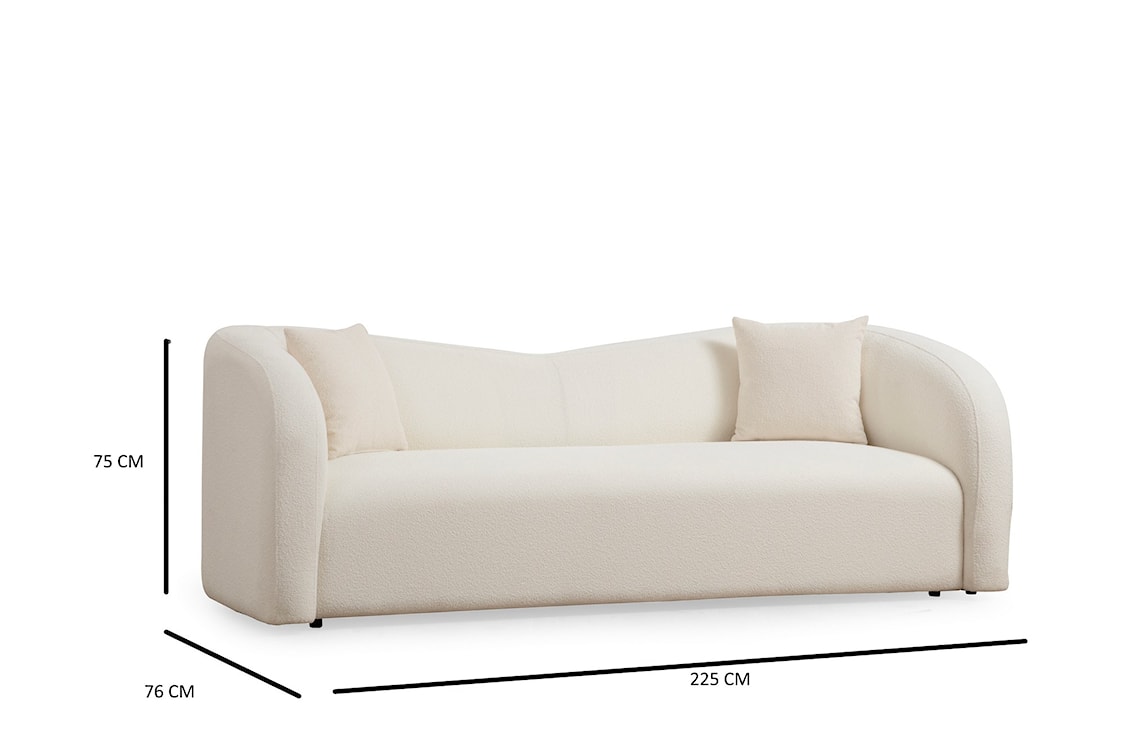 Sofa trzyosobowa Subedly w tkaninie boucle kremowa  - zdjęcie 7