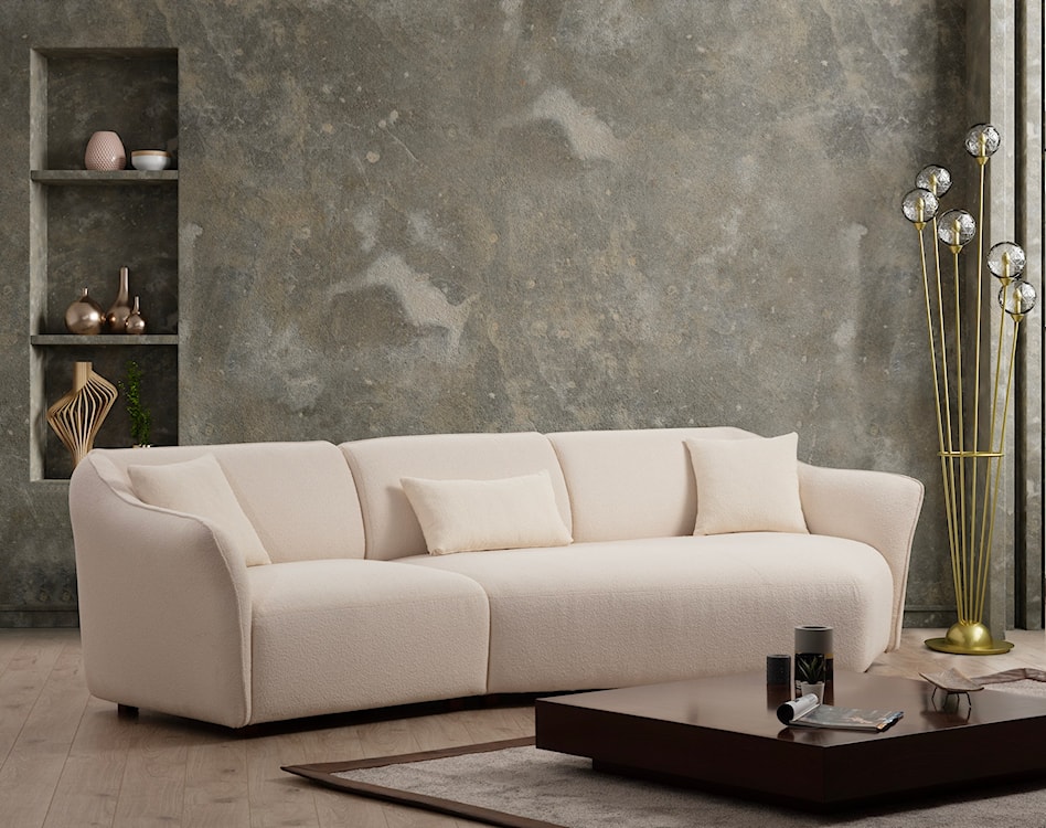 Sofa modułowa Reevad 288 cm w tkaninie boucle kremowa  - zdjęcie 2