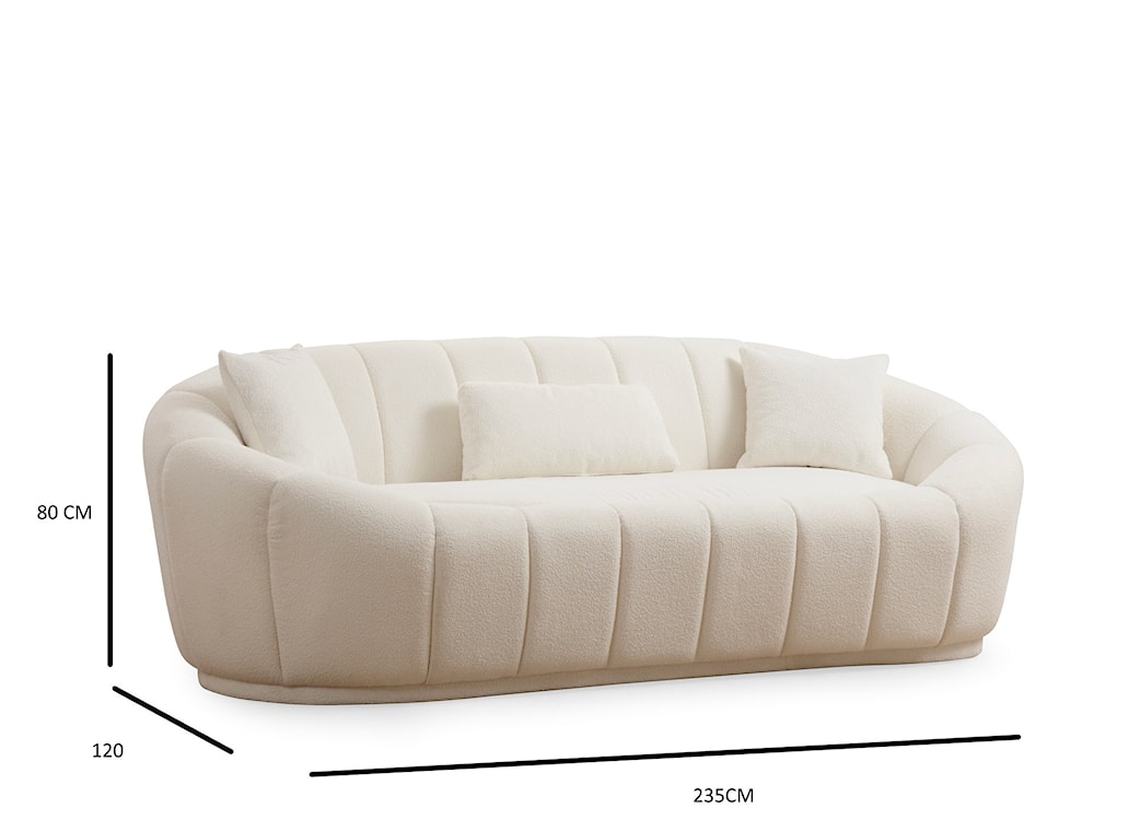 Sofa trzyosobowa Forelit w tkaninie boucle kremowa  - zdjęcie 5