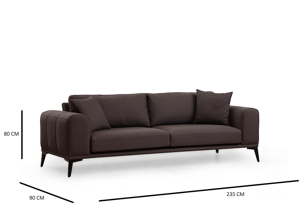 Sofa trzyosobowa Normity na metalowych nóżkach brązowa  - zdjęcie 6