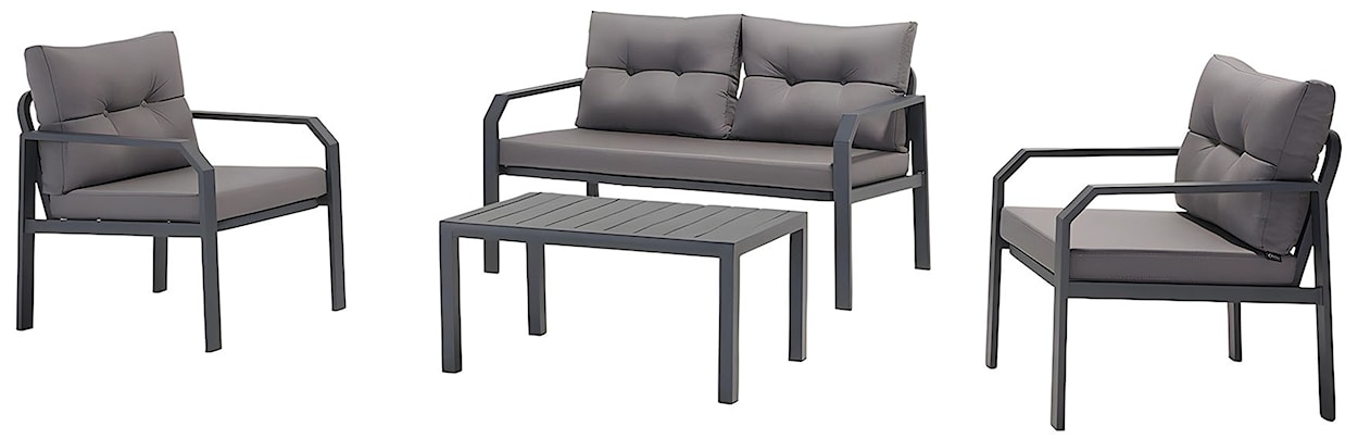 Zestaw ogrodowy Dillustic z sofą, dwoma fotelami i stolikiem aluminium grafitowy