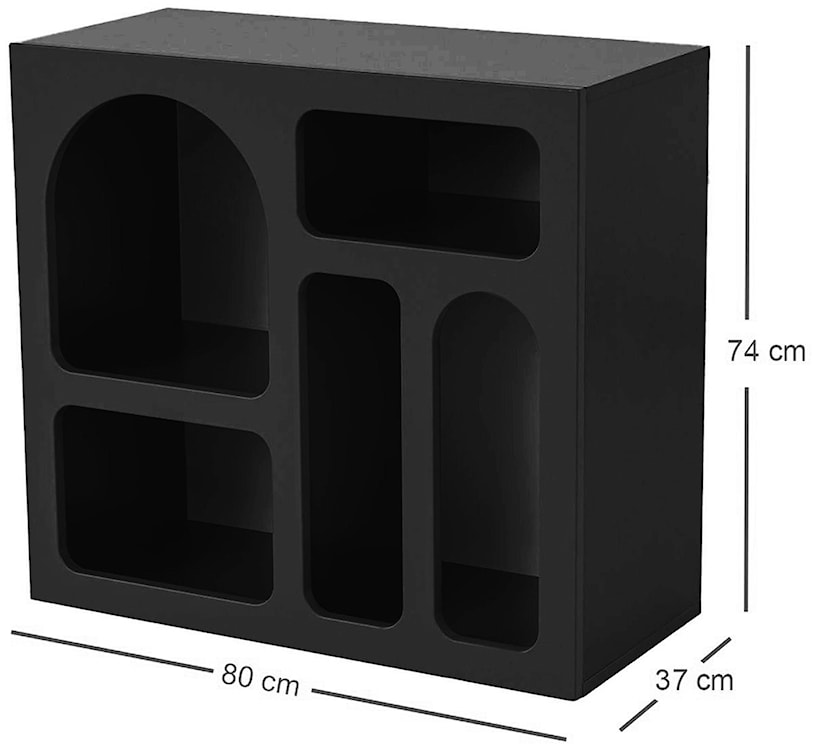 Regał niski Advilis 74 cm z pięcioma półkami czarny  - zdjęcie 5