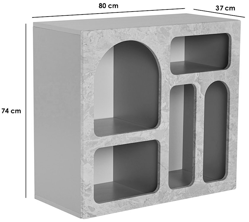 Regał niski Advilis 74 cm z pięcioma półkami trawertyn  - zdjęcie 7
