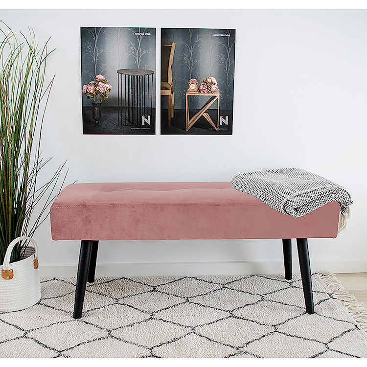 Ławka tapicerowana Belicer 100x35 cm różowy velvet  - zdjęcie 2